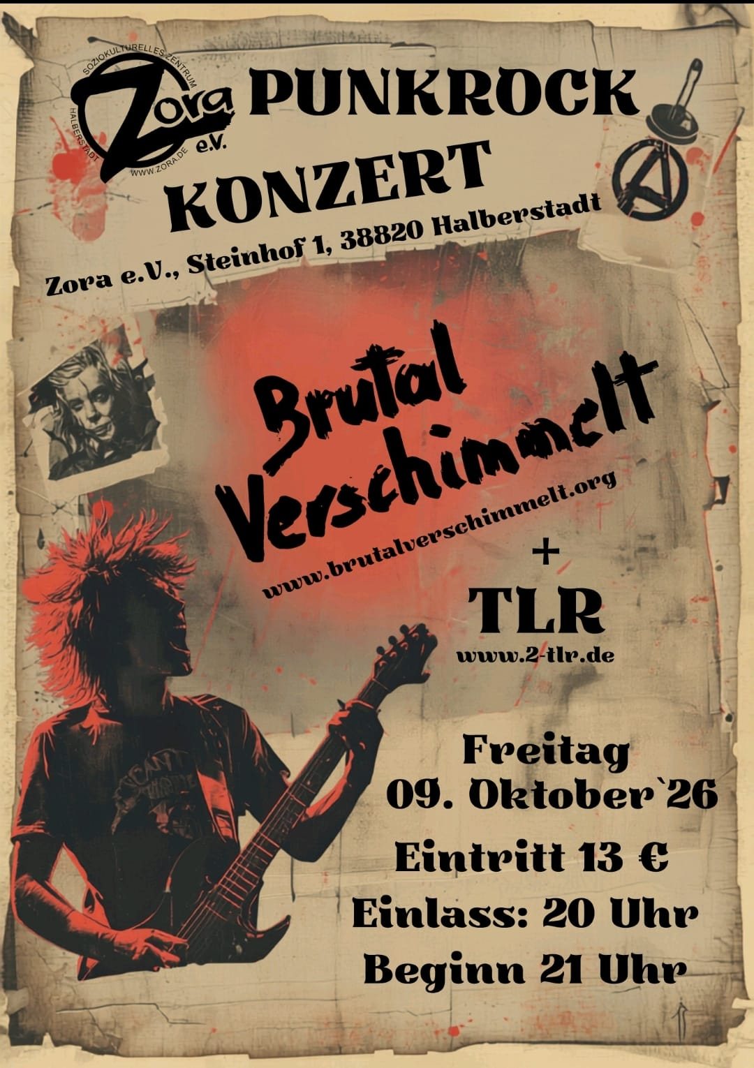 Plakat: Punkrock-Konzert: Brutal Verschimmelt, TLR