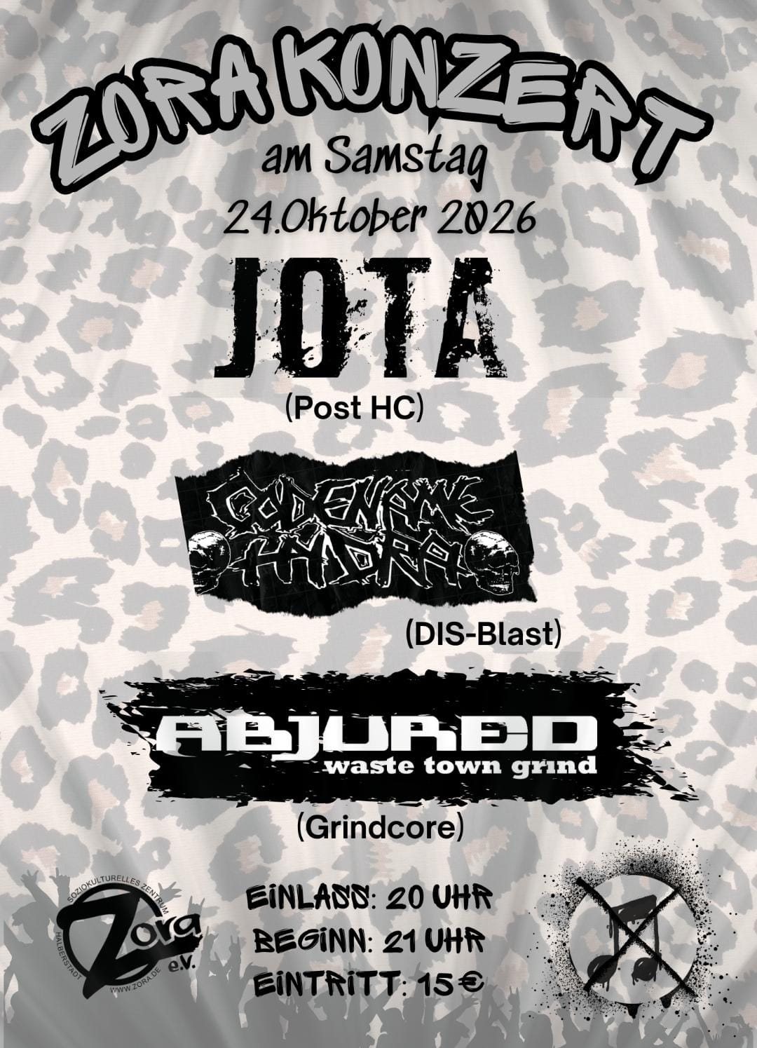 Plakat: Konzert: Jota, Codename Hydra, Abjured